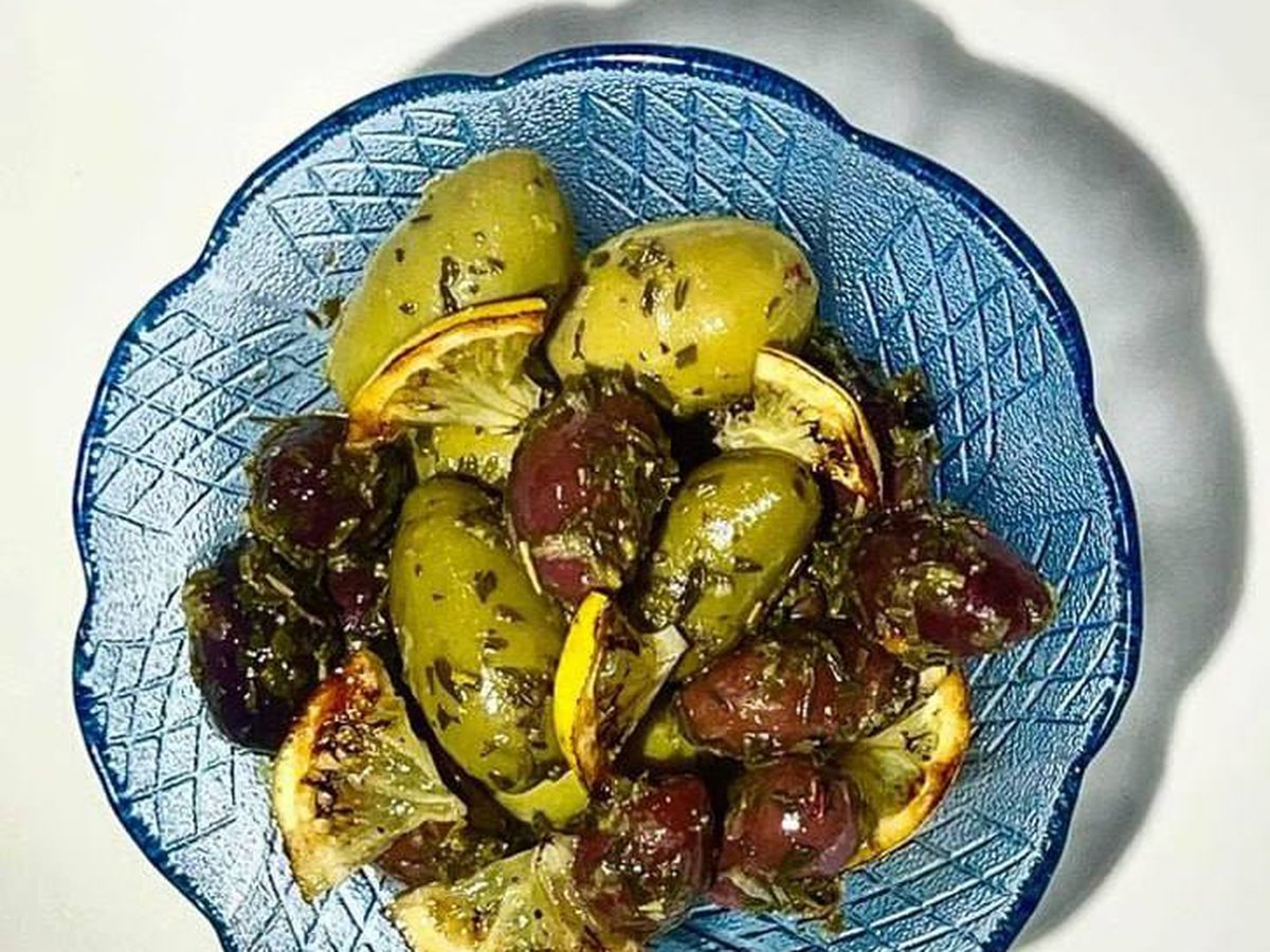 Olives with charred lemon