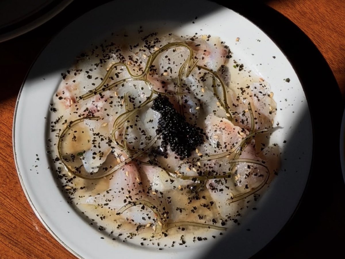 Raw white fish in dashi